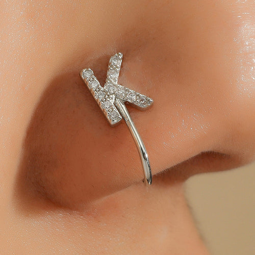No Piercing Nose Pin Copper Inlaid Zircon Letter U Shape